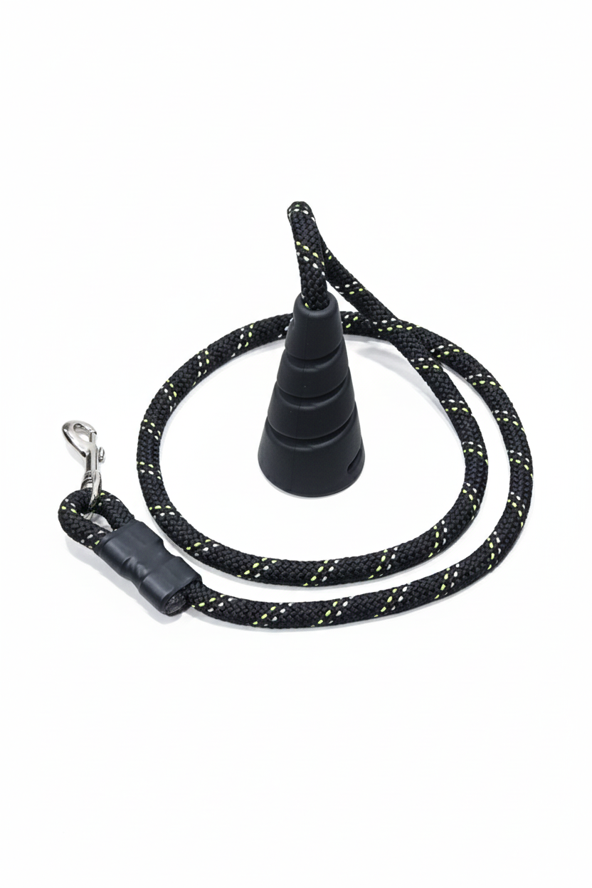 Ergonomic Rope Leash For Dog - Black - 5 ft