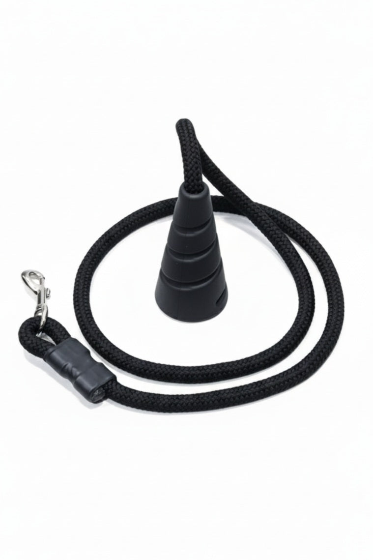 Ergonomic Rope Leash For Dog - Black Marine rope - 5 ft