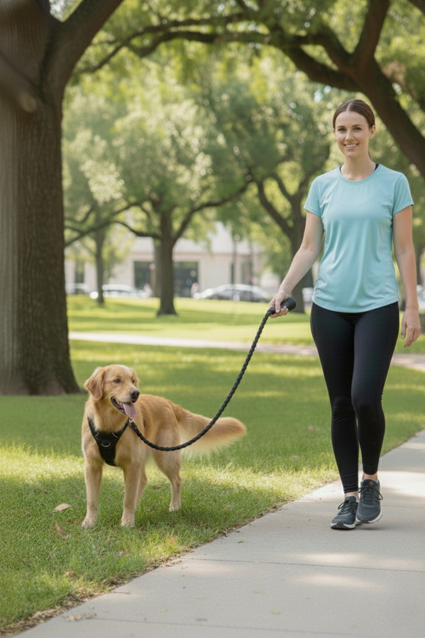 Ergonomic Rope Leash For Dog - Black - 5 ft