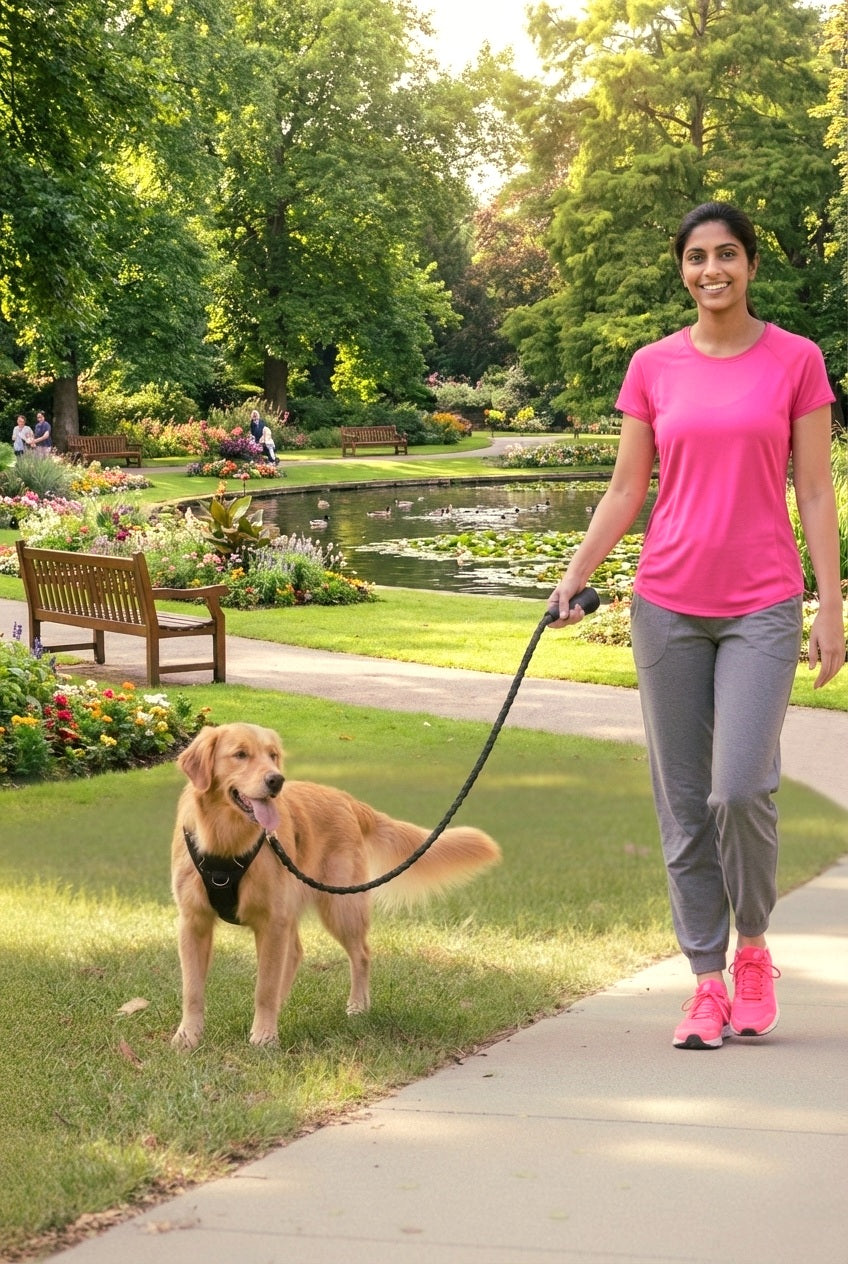 Ergonomic Rope Leash For Dog - Black - 5 ft