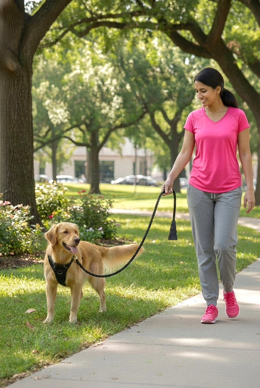 Ergonomic Rope Leash For Dog - Black - 5 ft