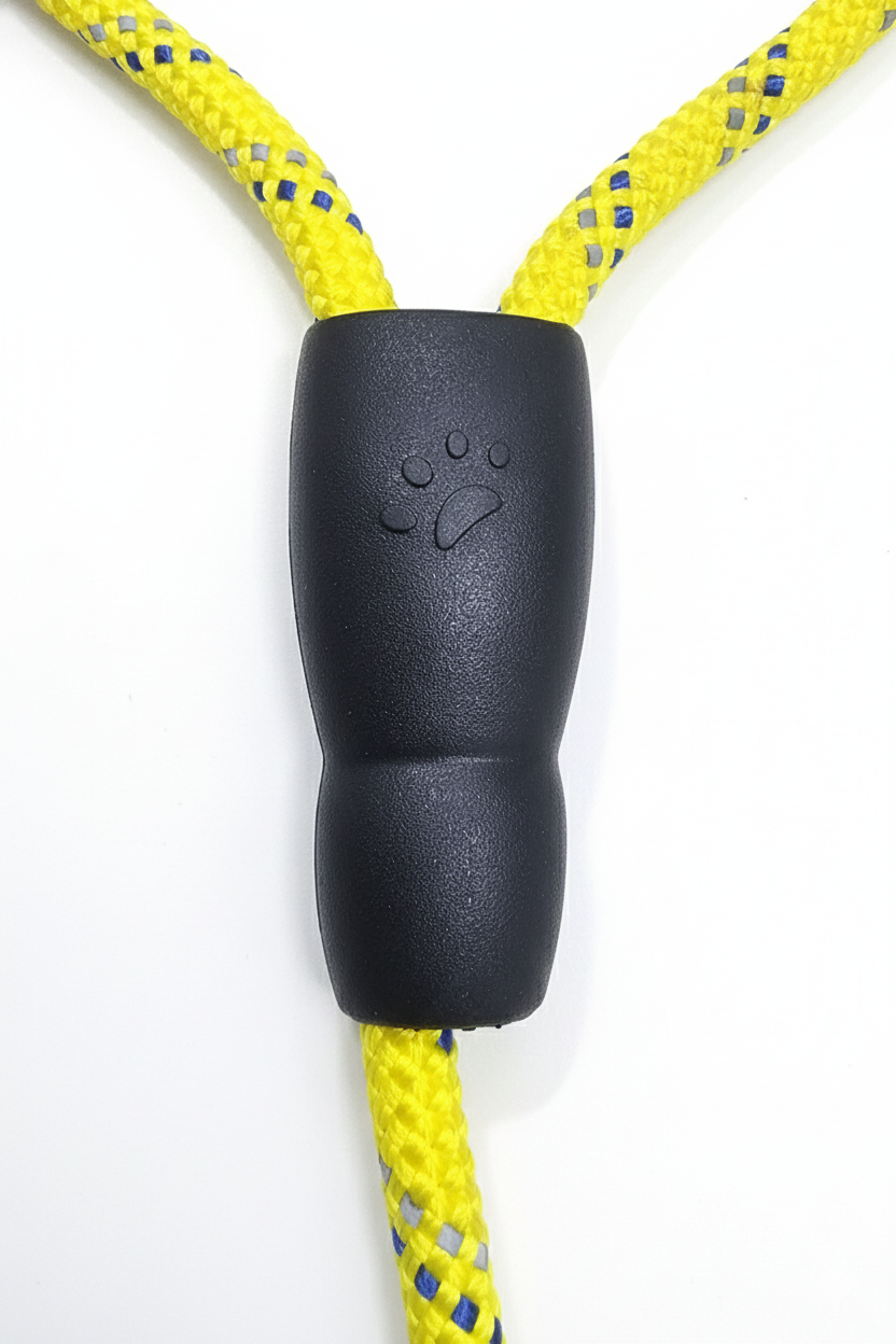 Teak Wood Surfboard Handle Rope Leash For Dog - Yellow - 5 ft