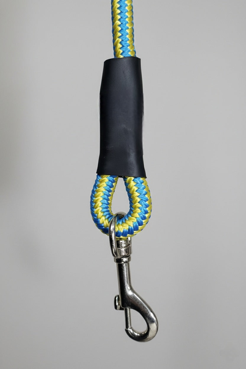 Ergonomic Rope Leash For Dog - Blue Yellow - 5 ft