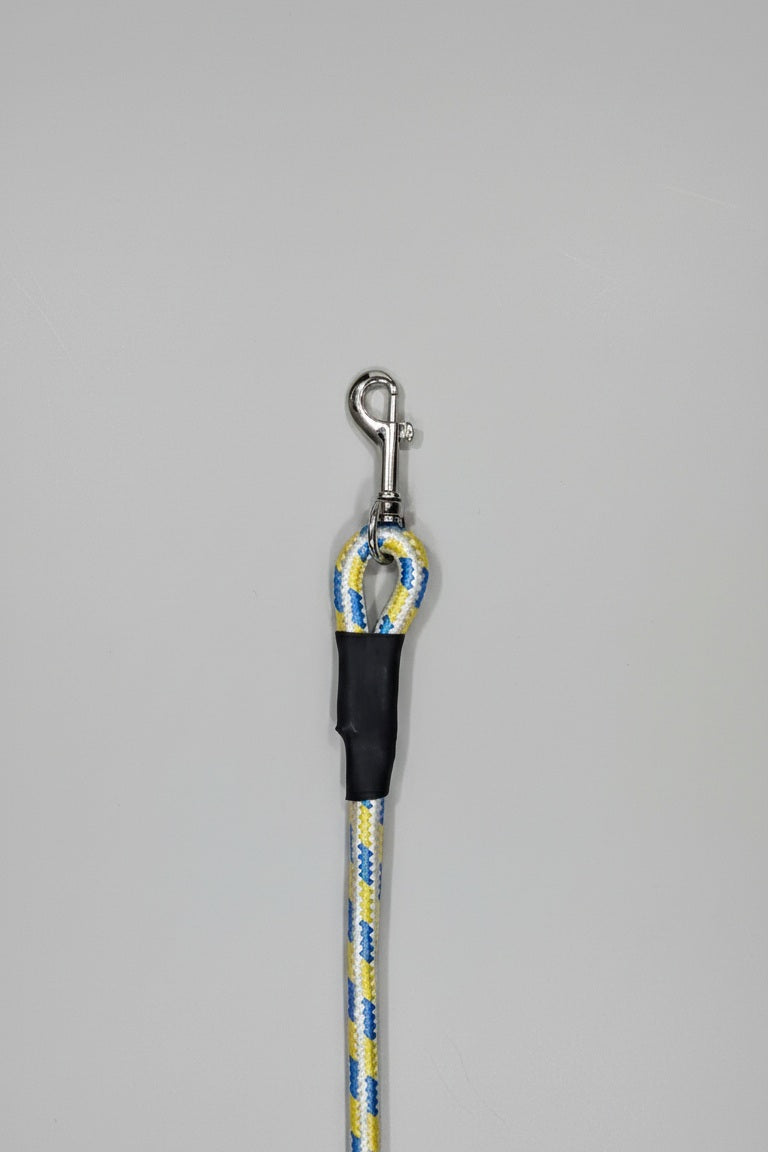 Rope Leash For Dog - Tri Color Blue Yellow Off White - 5 ft