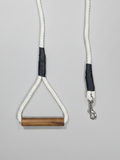 Teak Wood Surfboard Handle Rope Leash For Dog - Cotton White - 5 ft