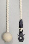 Ergonomic Rope Leash For Dog - Frog Hook - Wooden Sphere