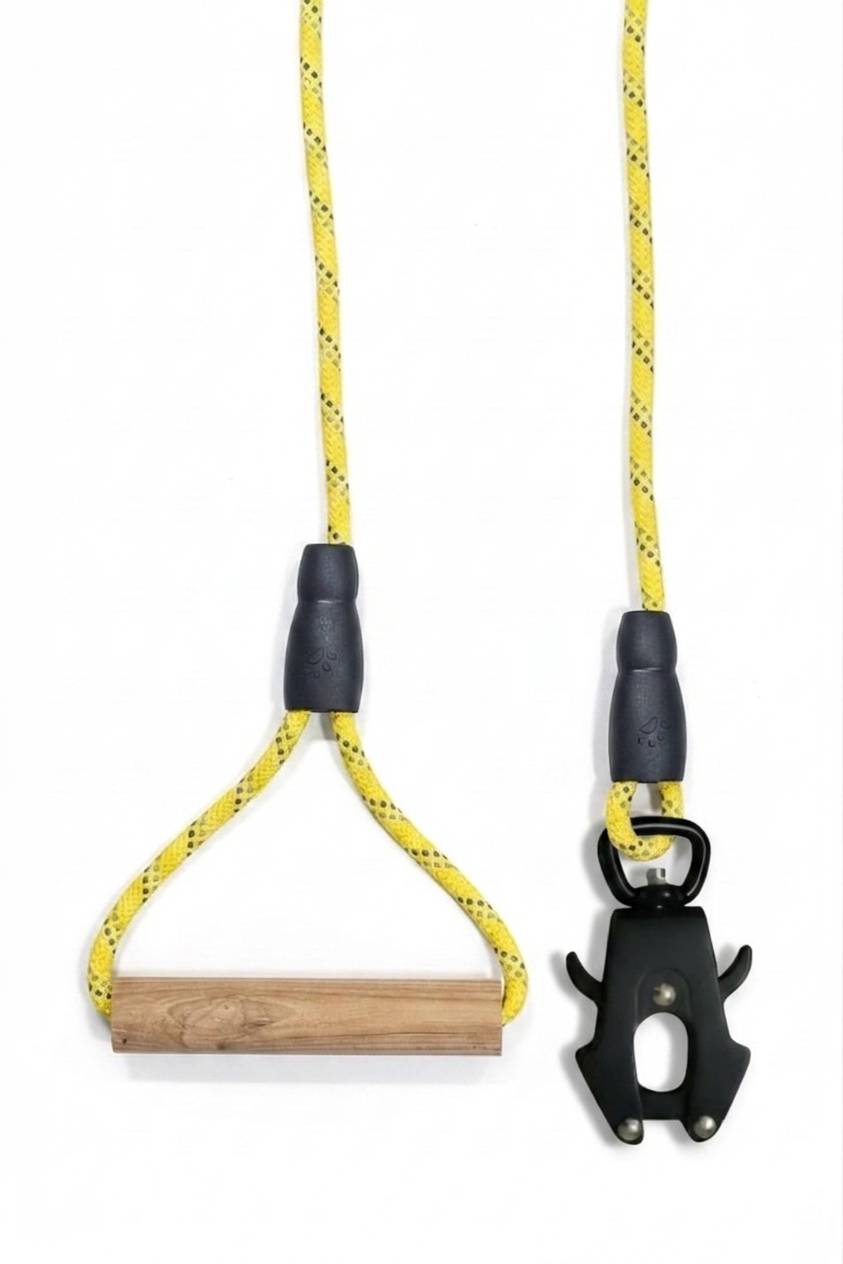 Wooden Surfboard Handle Rope Leash For Dog - Yellow  - Frog Hook